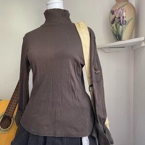 DKNY Chocolate Ribbed Knit Top